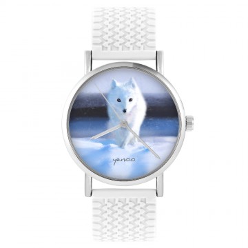 Zegarek yenoo -  Śnieżny lis - biały, silikonowy