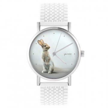 Zegarek yenoo -  Zając - biały, silikonowy