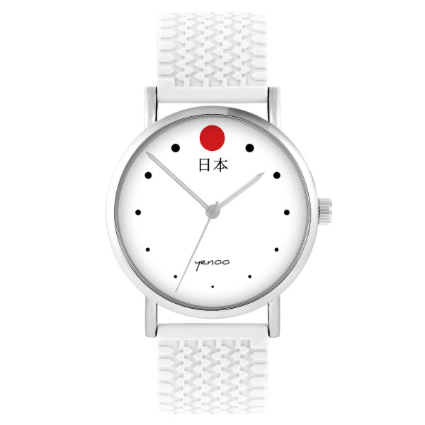 Zegarek yenoo -  Japonia - biały, silikonowy