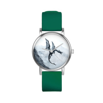 Zegarek yenoo -  Czarny smok - zielony, silikonowy
