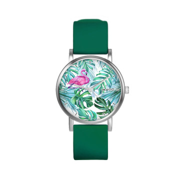 Zegarek yenoo -  Flaming oznaczenia - zielony, silikonowy