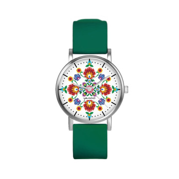 Zegarek yenoo -  Folkowa mandala - zielony, silikonowy