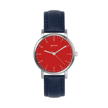 Zegarek yenoo - Simple elegance czerwony - granatowy, skórzany