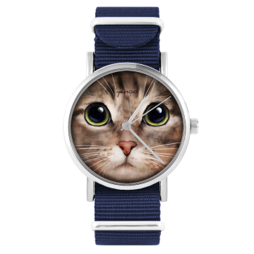 Zegarek yenoo - Kot tygrysek - granatowy, nylonowy