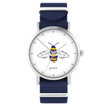 Zegarek yenoo - Pszczoła - granatowy, nylonowy