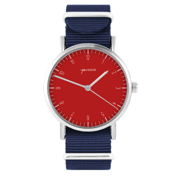 Zegarek yenoo - Simple elegance, czerwony - granatowy, nylonowy