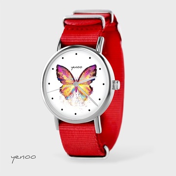 Watch - Butterfly, Red, nylon