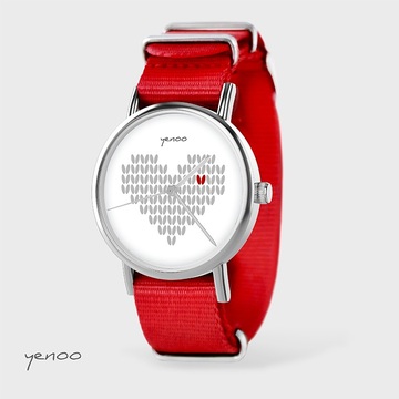 Watch - Knitted heart, Red,...