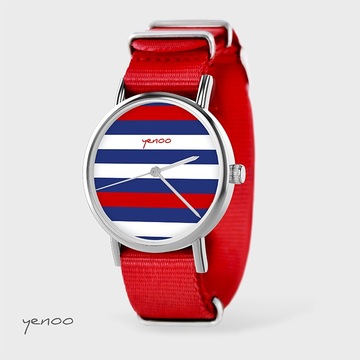 Watch - Stripes, Red, nylon