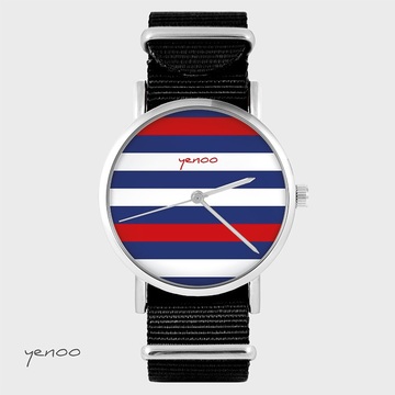 Watch - Stripes, Black, nylon