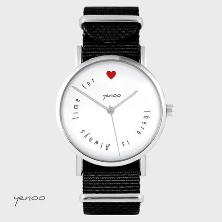 Watch - There is always time for love - black, nylon