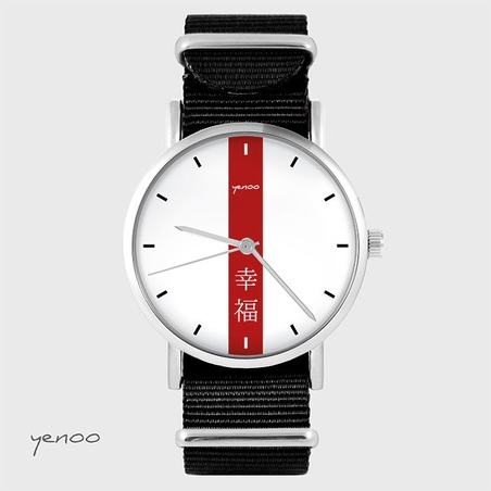 Zegarek yenoo - Szczęście - czarny, nylonowy