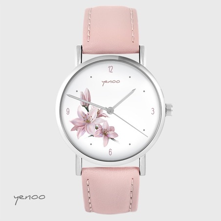 Yenoo watch - Lily - powder pink, leather