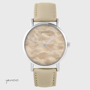Zegarek yenoo - Piasek - beżowy, skórzany