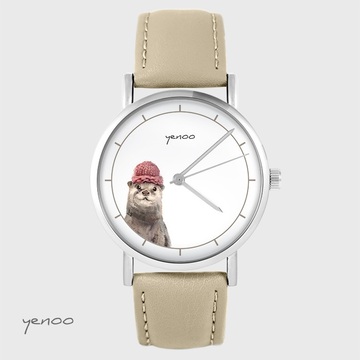 Yenoo watch - Otter - beige, leather