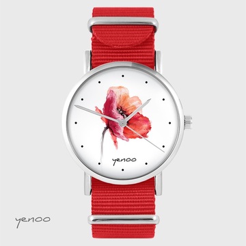 Zegarek yenoo - Mak - czerwony, nato