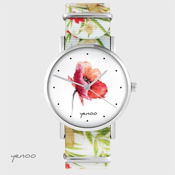 Zegarek yenoo - Mak - kwiaty, nato